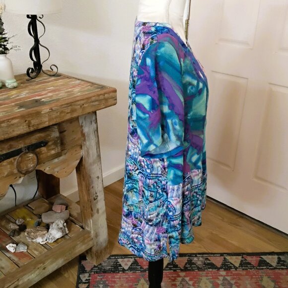 Soft Surroundings Short Sleeve Blue & Purple Scoop Neck Top in Size Large - Picture 2 of 5